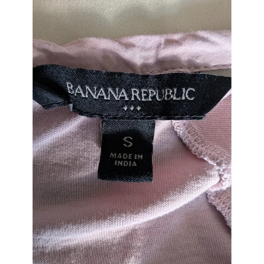 Banana Republic Pink Cotton Peplum Top Long Sleeve Back Tie Keyhole Small